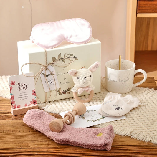 Wooden Rabbit Baby Gift Set