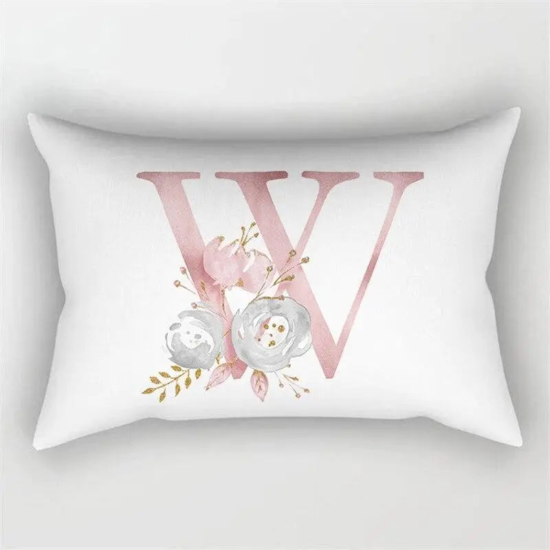 Pink Letter Initial Cushion Cover