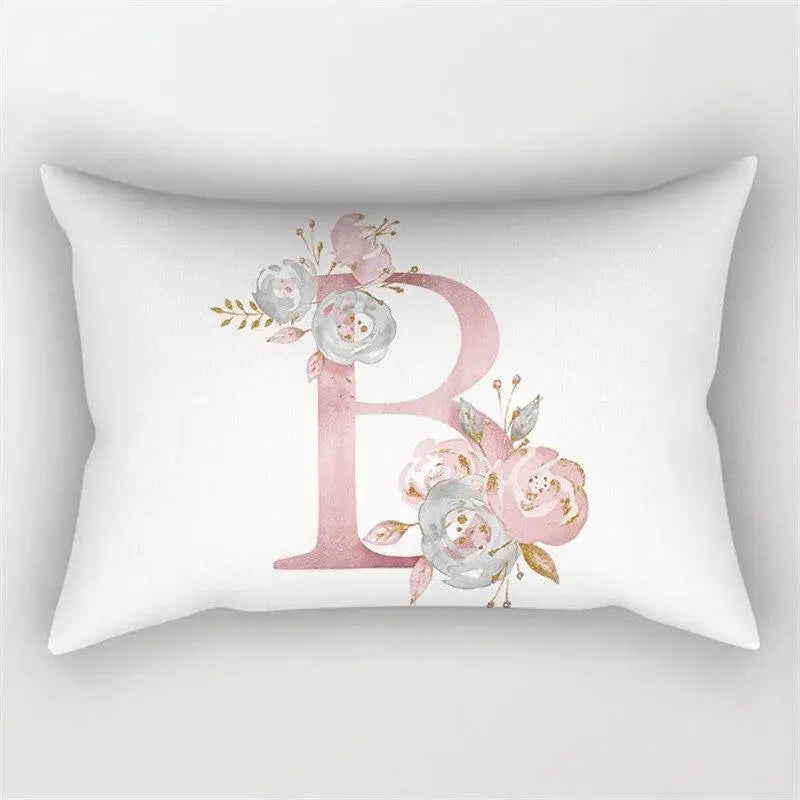 Pink Letter Initial Cushion Cover