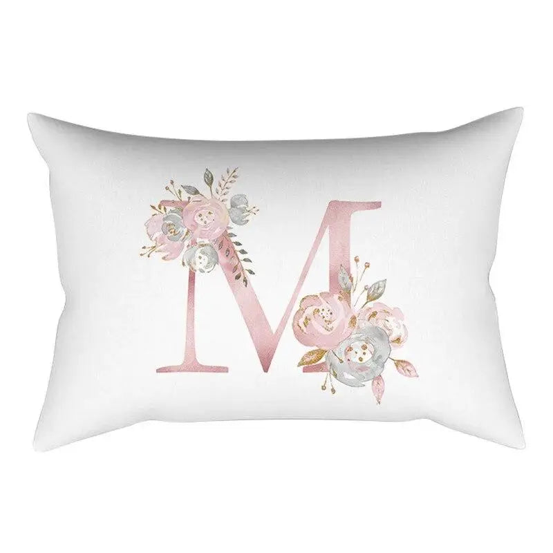 Pink Letter Initial Cushion Cover