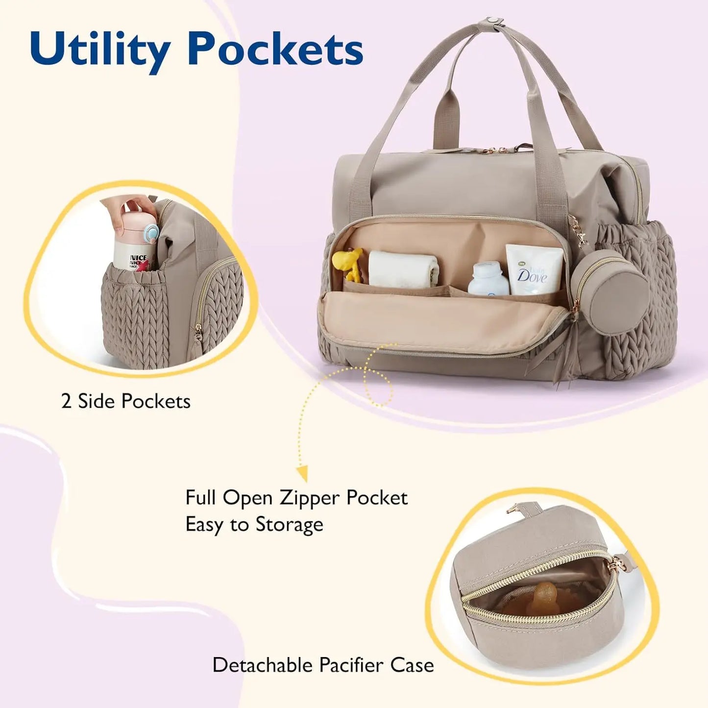 Large Capacity Woven Diaper Bag