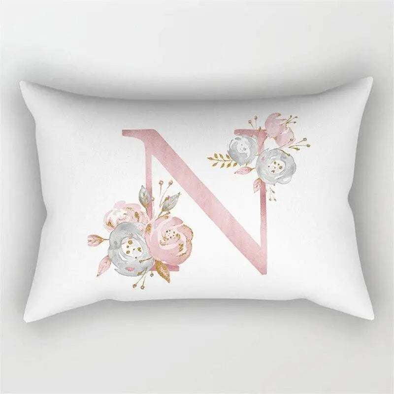 Pink Letter Initial Cushion Cover