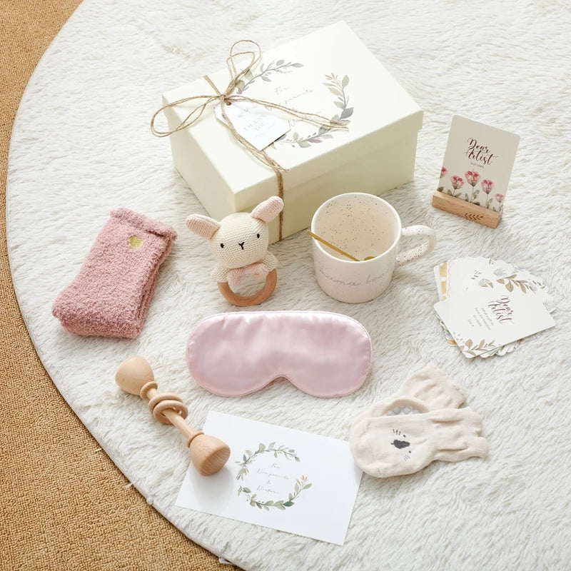 Wooden Rabbit Baby Gift Set
