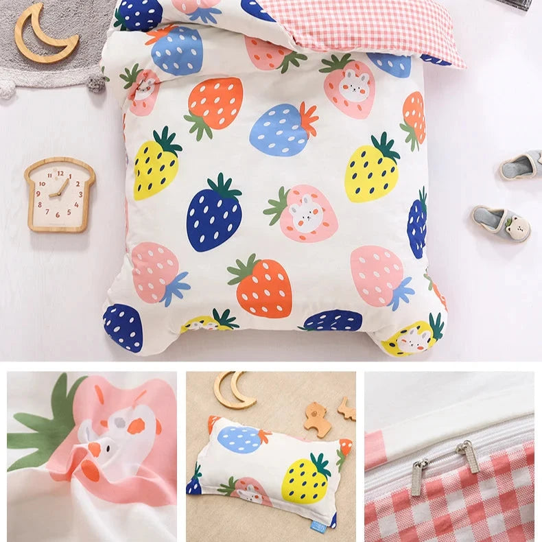 3Pcs Cartoon Cotton Crib Linen