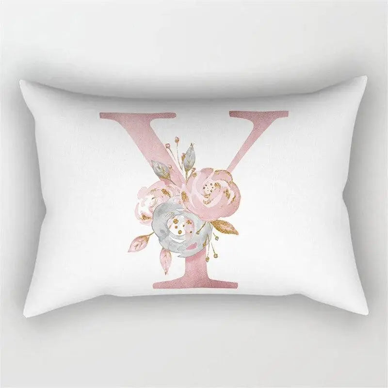 Pink Letter Initial Cushion Cover