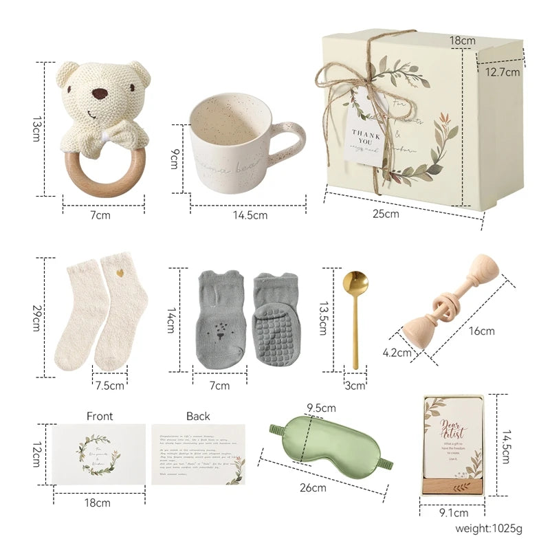 Wooden Rabbit Baby Gift Set