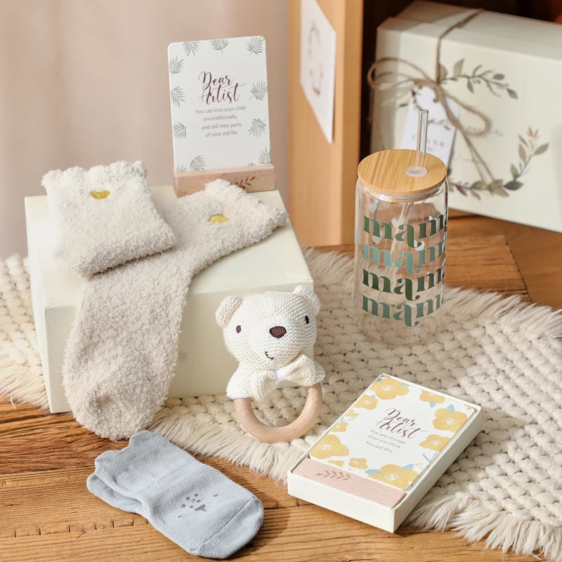 Wooden Rabbit Baby Gift Set