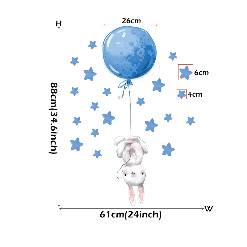Baby Boy Elephant & Moon Wall Stickers