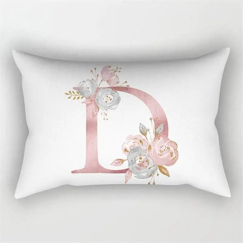 Pink Letter Initial Cushion Cover