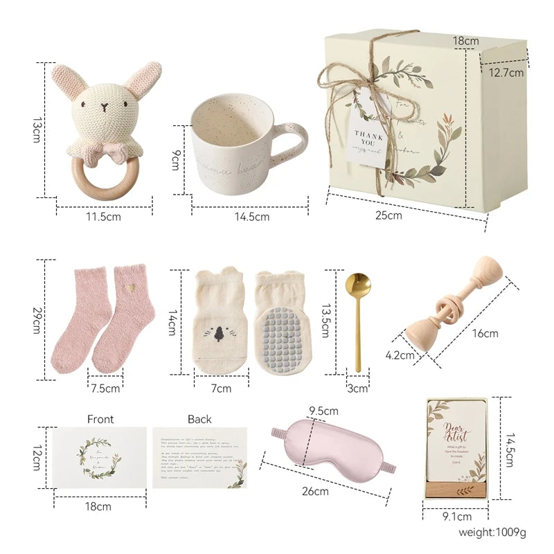 Wooden Rabbit Baby Gift Set