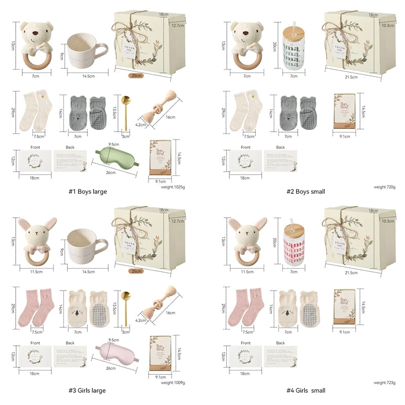 Wooden Rabbit Baby Gift Set
