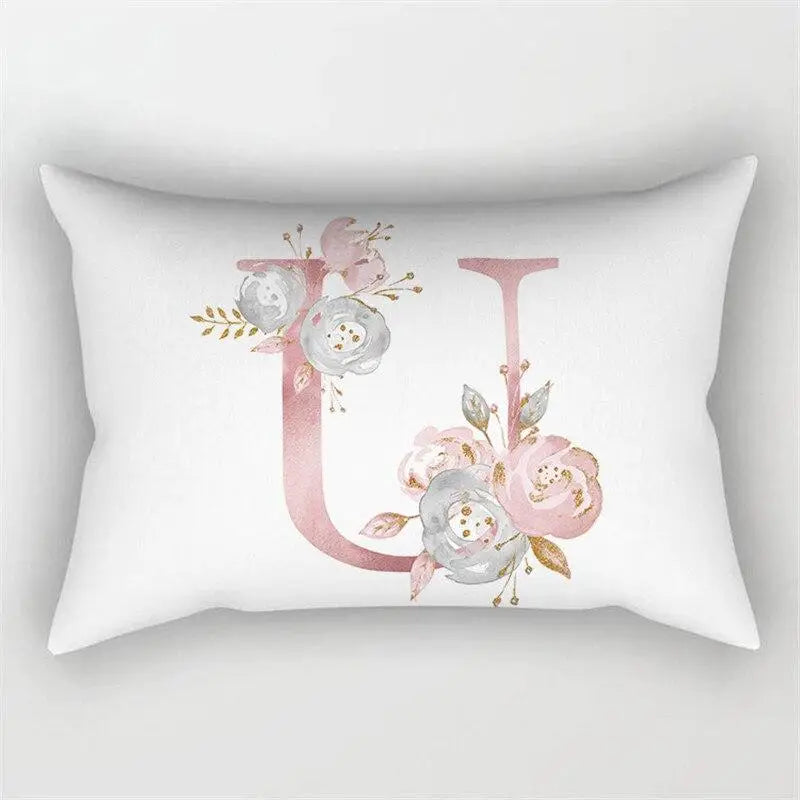 Pink Letter Initial Cushion Cover