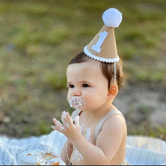 Burlap Baby 1st Birthday Hat