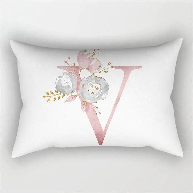 Pink Letter Initial Cushion Cover