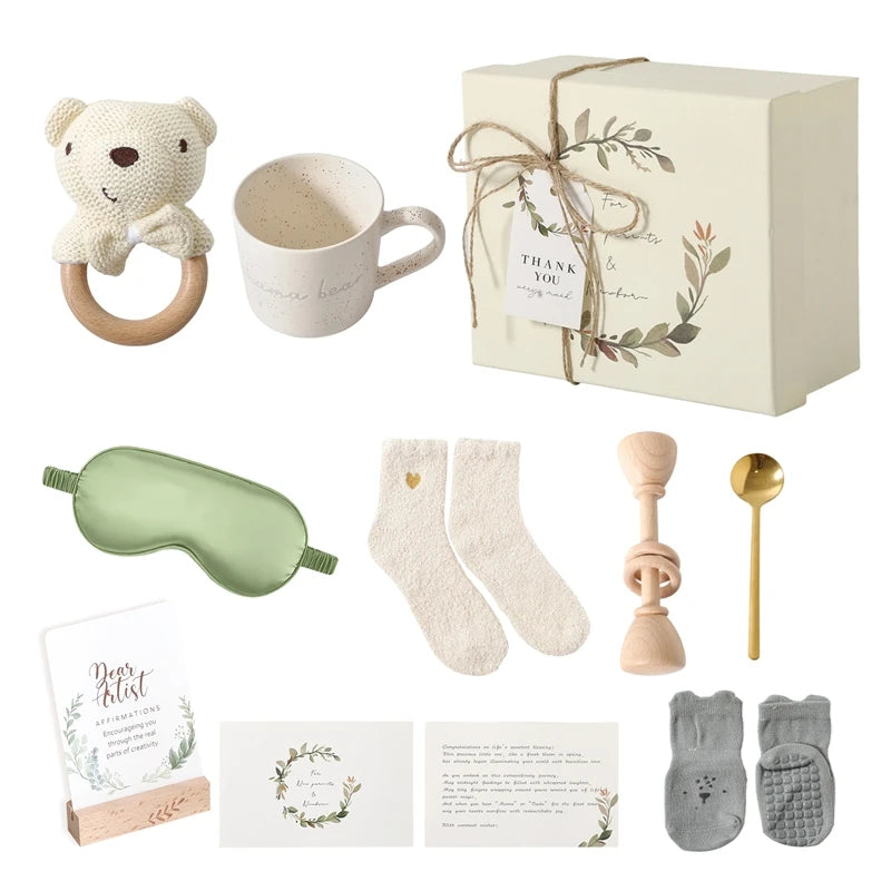 Wooden Rabbit Baby Gift Set